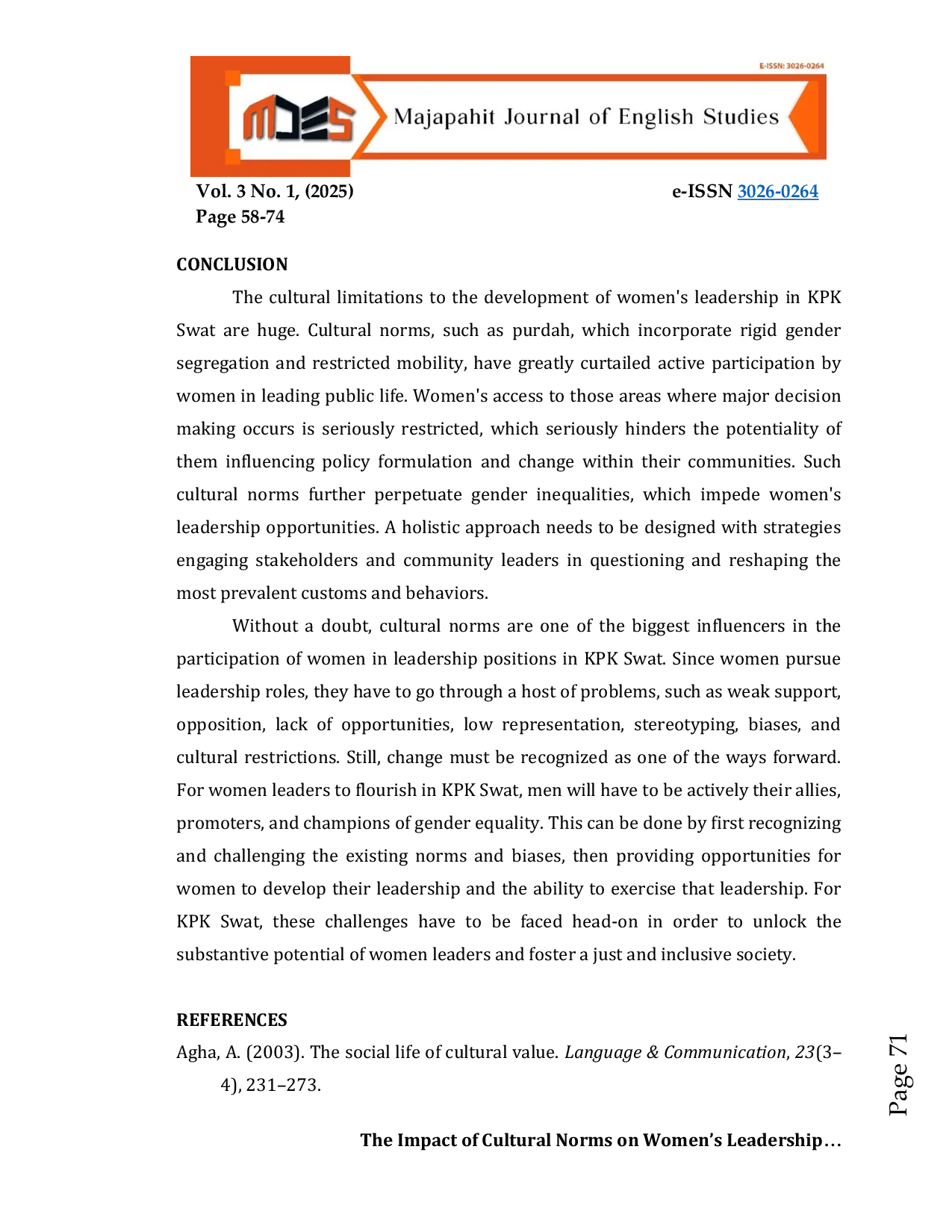 JURIS The Impact of Cultural Norms on Women s Leadership in Swat A Feminist Study