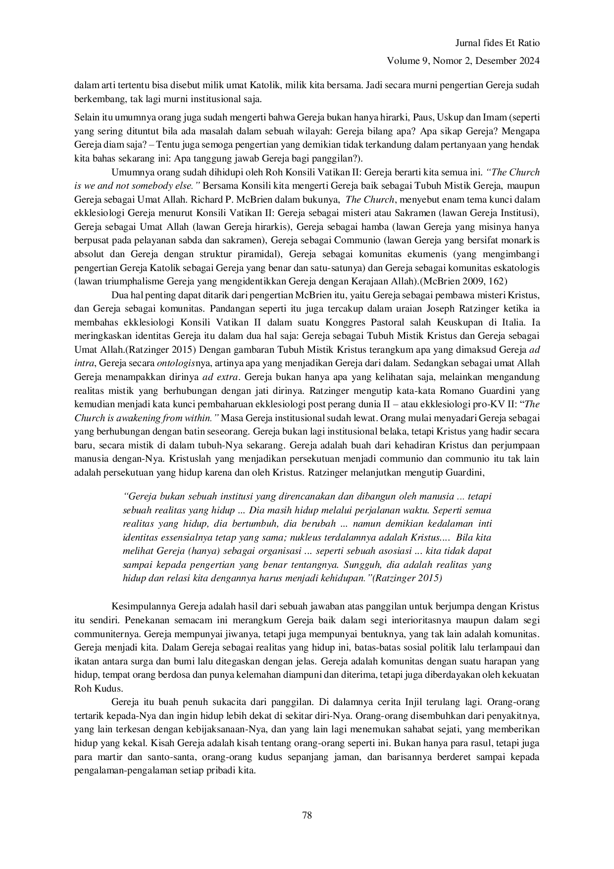 JURIS Tinjauan Eklesiologis Atas Tanggung Jawab Gereja Atas Kerasulan Panggilan