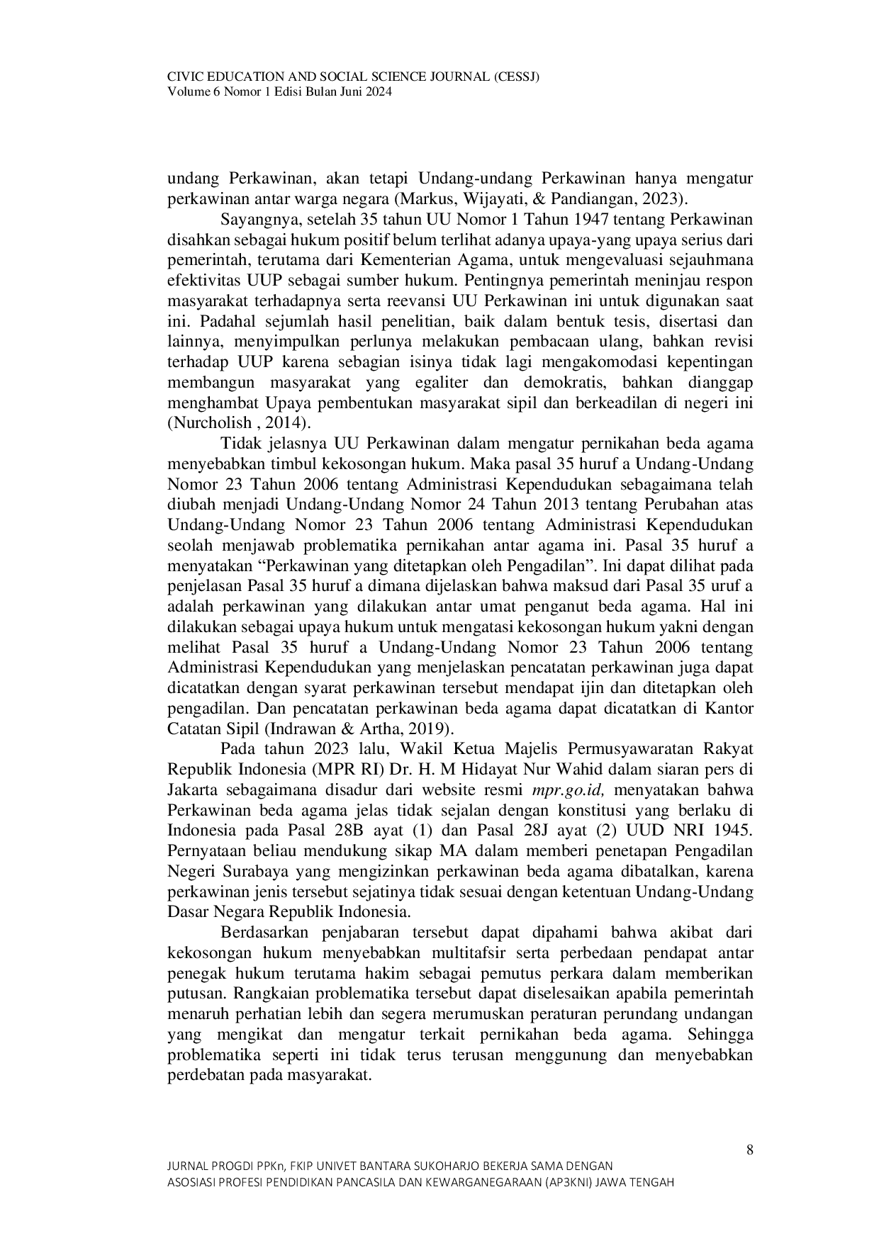 JURIS Aktualisasi Nilai Nilai Pancasila sebagai Pembentuk Politik Hukum dalam Penerapan Perkawinan Beda Agama