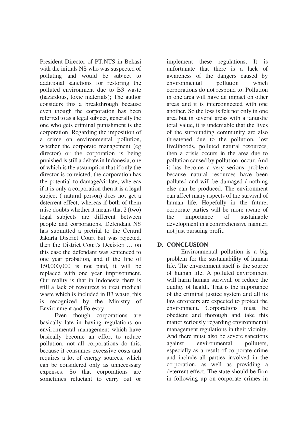 juris The environmental pollution by corporate criminal action phenomenon