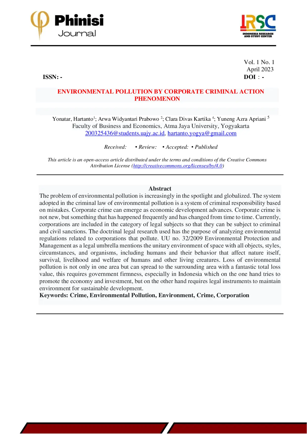 juris The environmental pollution by corporate criminal action phenomenon