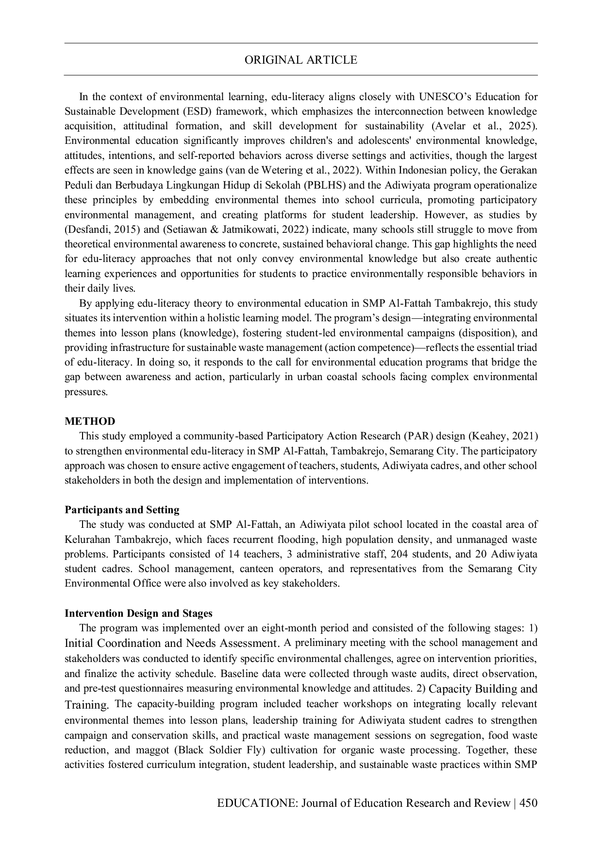 JURIS STRENGTHENING ENVIRONMENTAL EDU LITERACY THROUGH THE IMPLEMENTATION OF THE ADIWIYATA PROGRAM