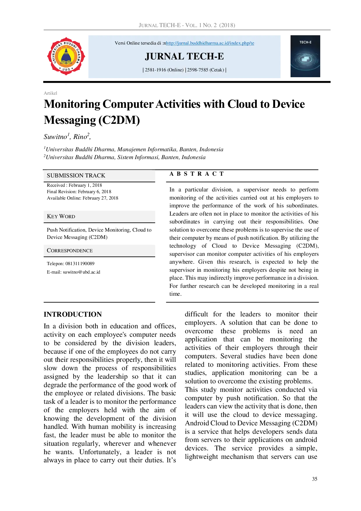 JURIS Monitoring Computer Activities with Cloud to Device Messaging C2DM