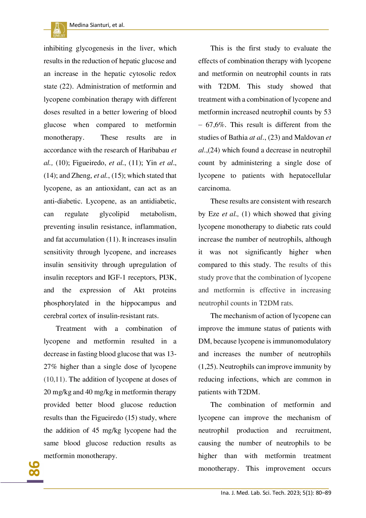juris Lycopene Improves the Metformin Effects on Blood Glucose and Neutrophil Counts in Type 2 Diabetic Rats