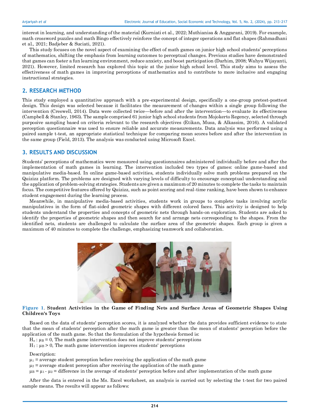 JURIS Mathematics Is Scary Efforts To Improve Junior High School Students Perceptions of Mathematics Lessons Through Mathematics Games