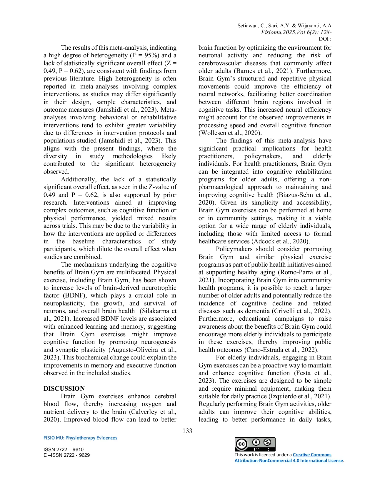 JURIS Effect Providing Brain Gym On Improving Cognitive Function In Elderly Meta Analysis