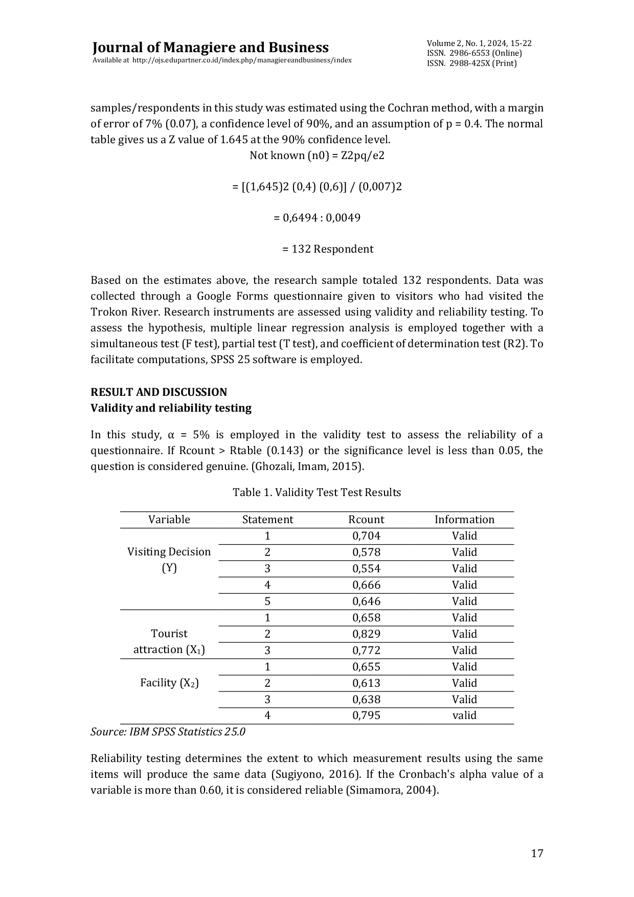 JURIS Exploration of Visiting Decisions Through Amazing Tourism Attractions And Facilities a Case Study of the Trokon River