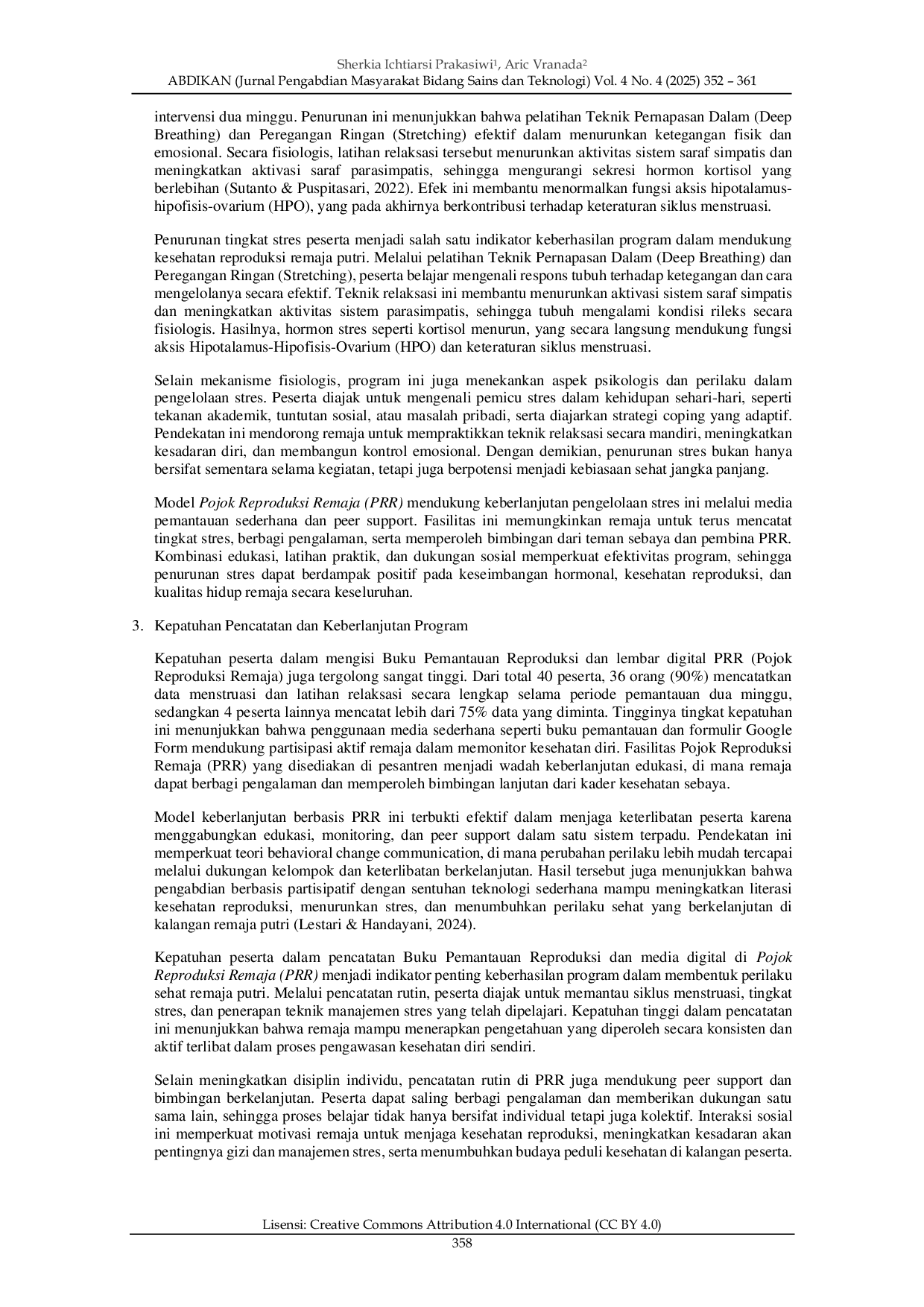 JURIS Pentingnya Gizi dan Pengelolaan Stres dalam Menjaga Kesehatan Reproduksi Remaja Putri Upaya Pencegahan Polimenorea