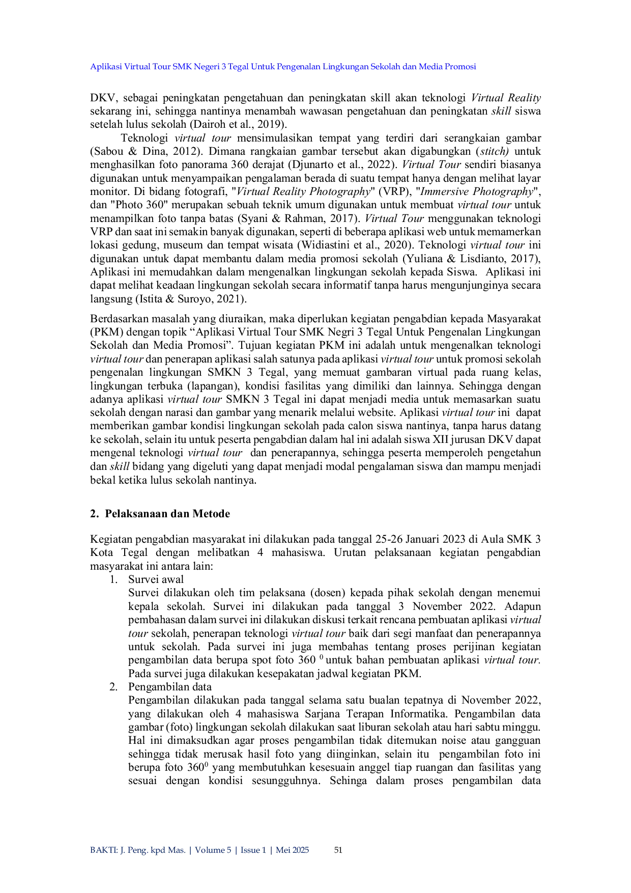 JURIS Aplikasi Virtual Tour SMK Negeri 3 Tegal Untuk Pengenalan Lingkungan Sekolah dan Media Promosi