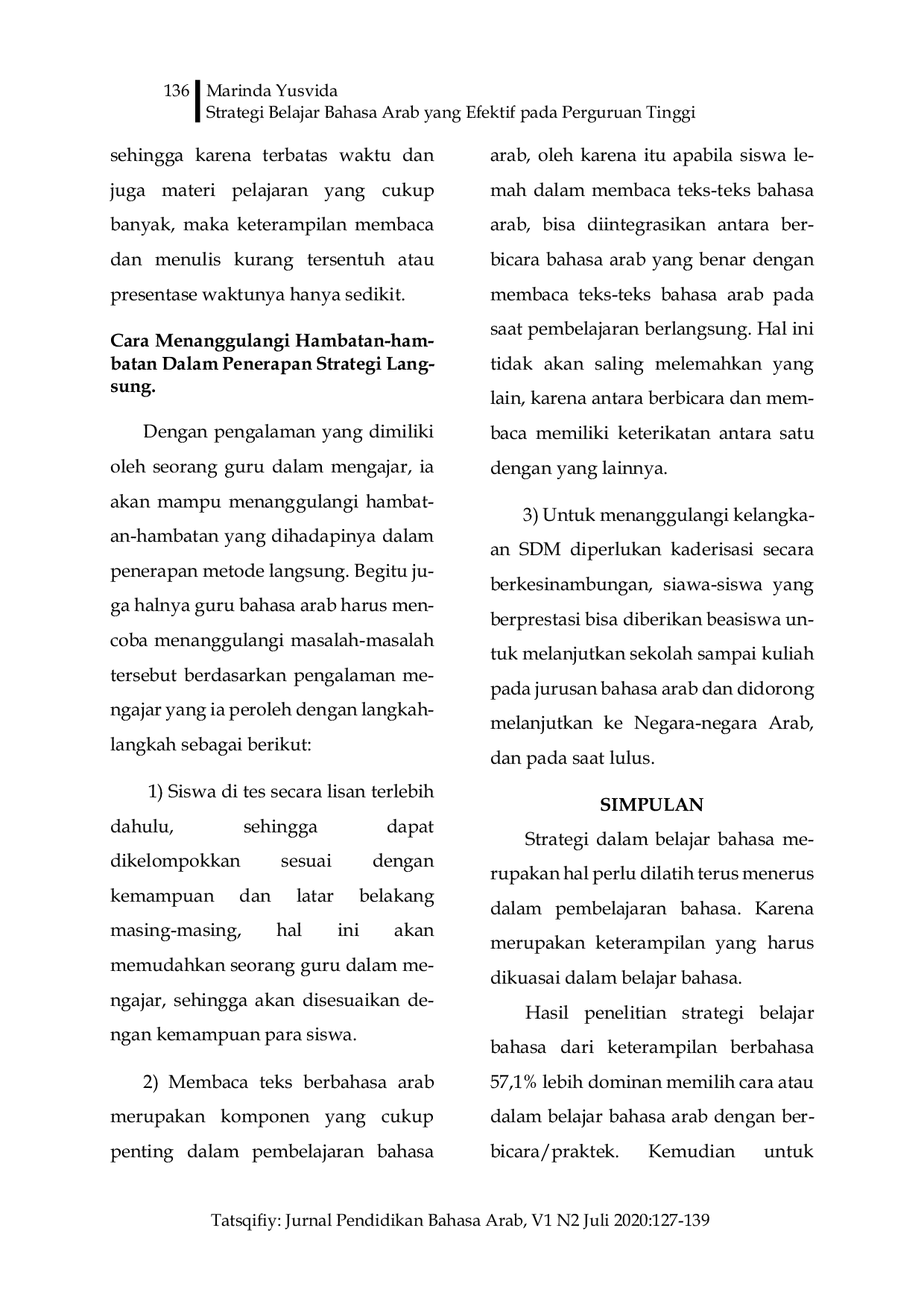 JURIS Strategi Belajar Bahasa Arab yang Efektif pada Perguruan Tinggi