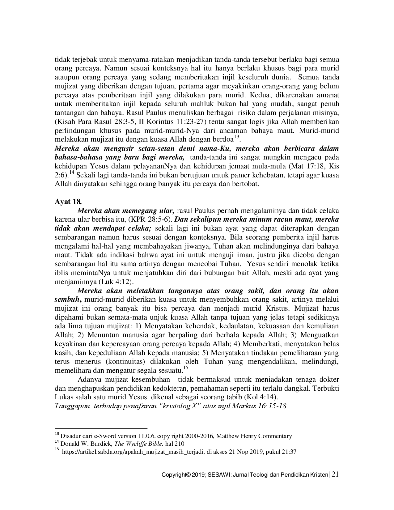 juris Telaah Kritis Teologi Markus 16 15 18 tentang Meminum Racun Sebagai Bukti Keimanan Orang Percaya