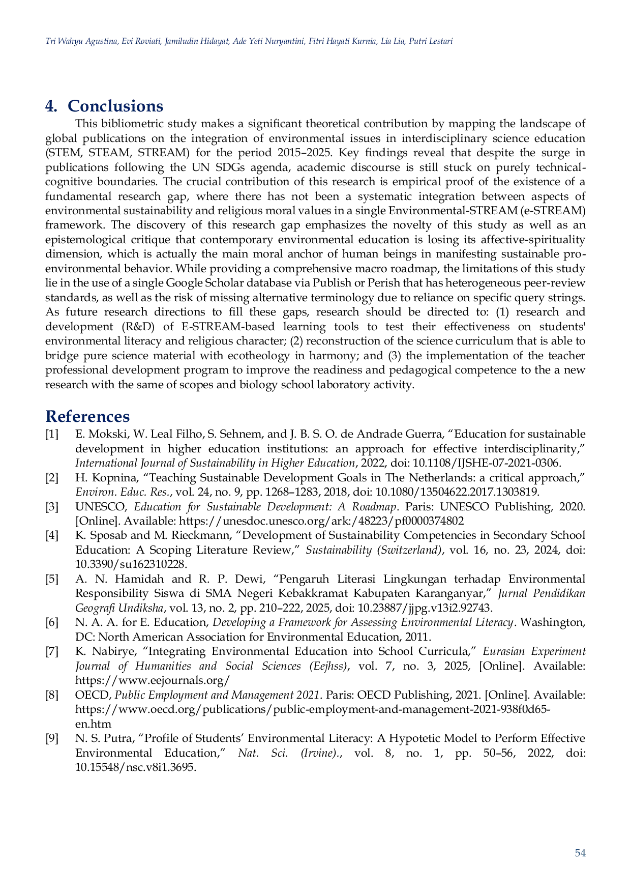 JURIS Bibliometric Trends Of Environmental STREAM In Science Education