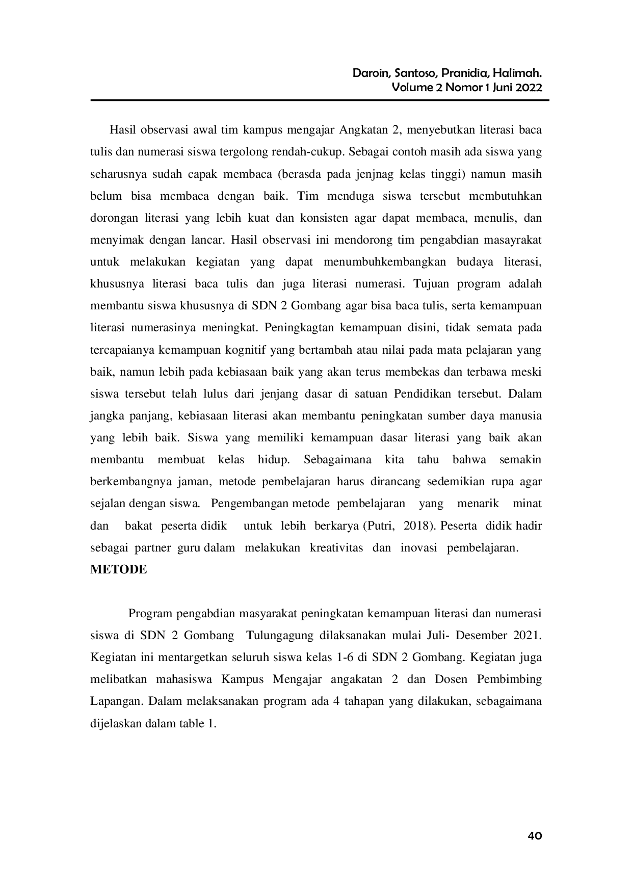 JURIS Peningkatan Kemampuan Literasi dan Numerasi Siswa di SDN 2 Gombang Tulungagung