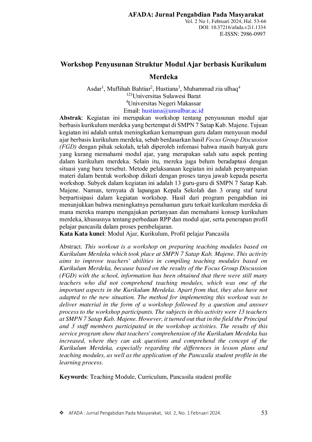 JURIS Workshop Penyusunan Struktur Modul Ajar berbasis Kurikulum Merdeka