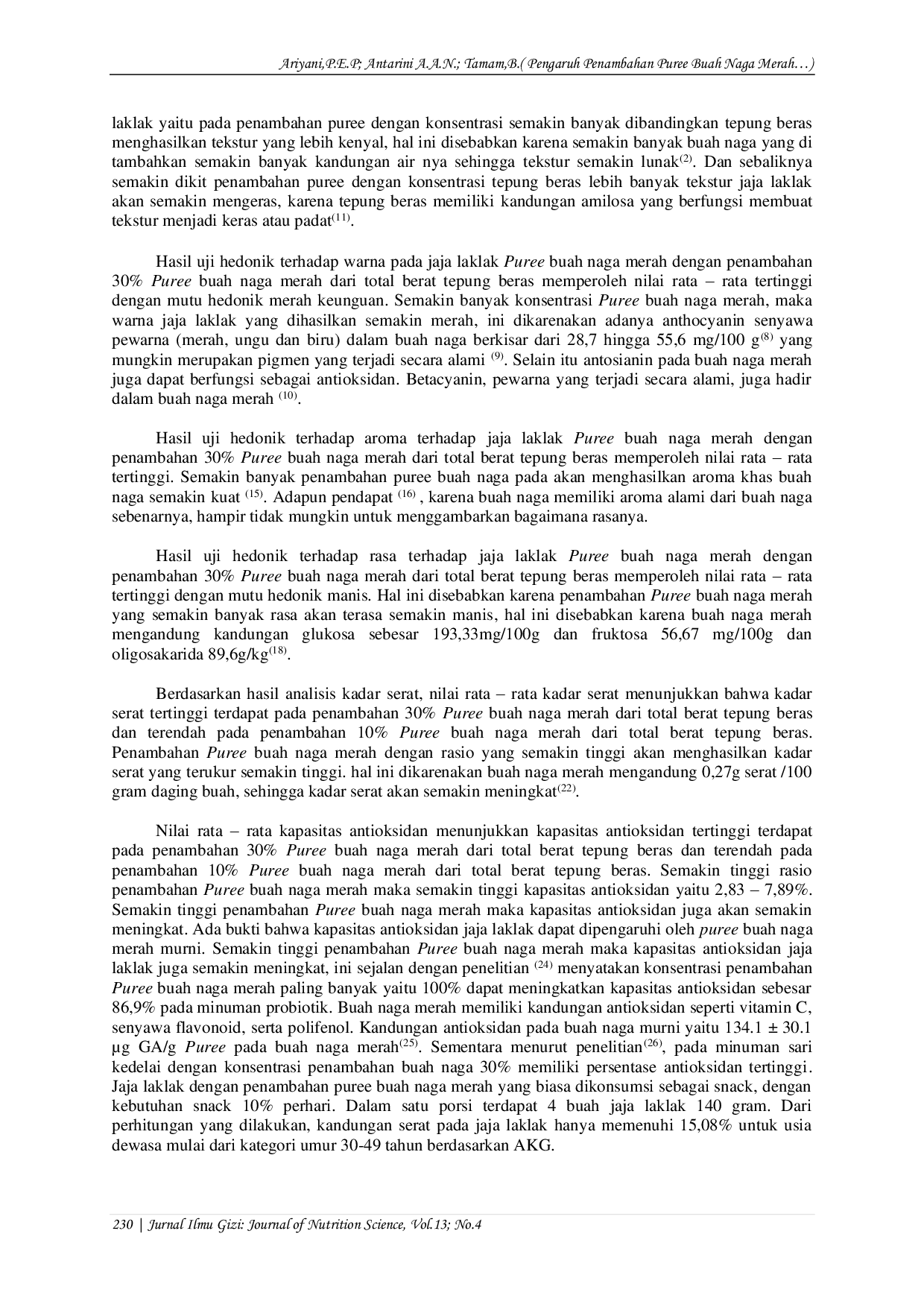 JURIS Pengaruh Penambahan Puree Buah Naga Merah Hylocereus Polyhizus Terhadap Karakteristik Jaja Laklak