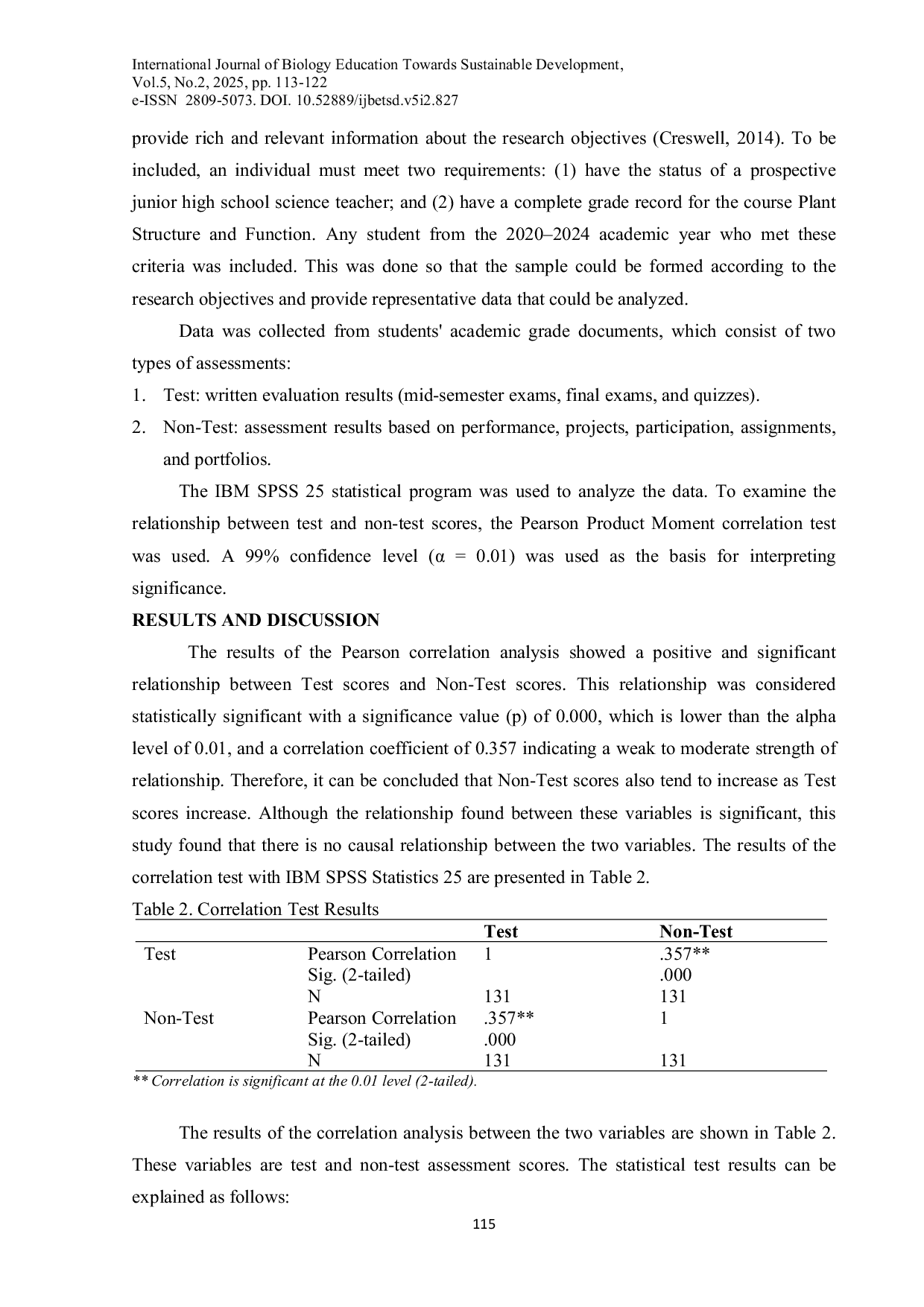 JURIS The Correlation Between Test and Non Test Assessments in the Structure and Function of Plants Course
