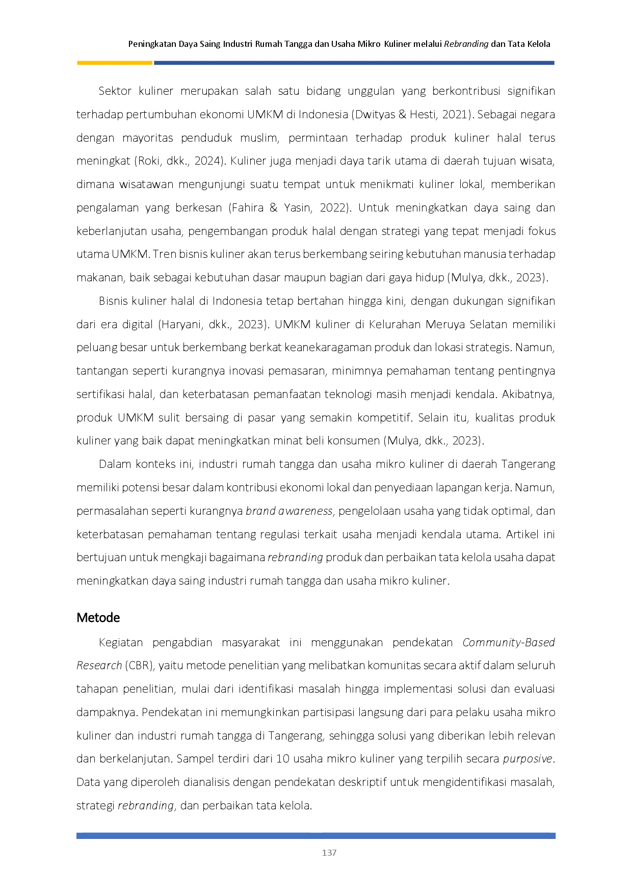 juris Peningkatan Daya Saing Industri Rumah Tangga dan Usaha Mikro Kuliner melalui Rebranding dan Tata Kelola