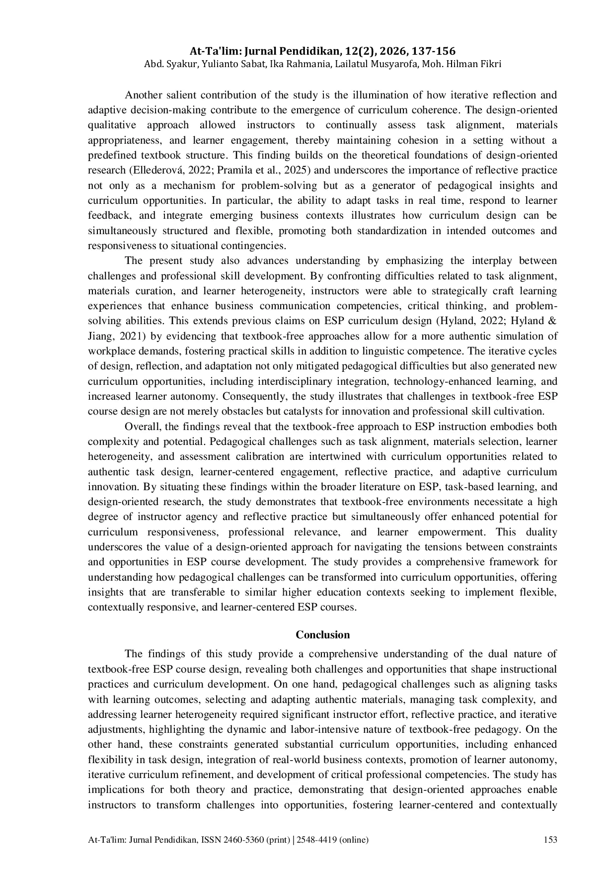 JURIS Beyond the Textbook Pedagogical Challenges And Curriculum Opportunities In Designing An ESP For Business Course At A Private Indonesian University