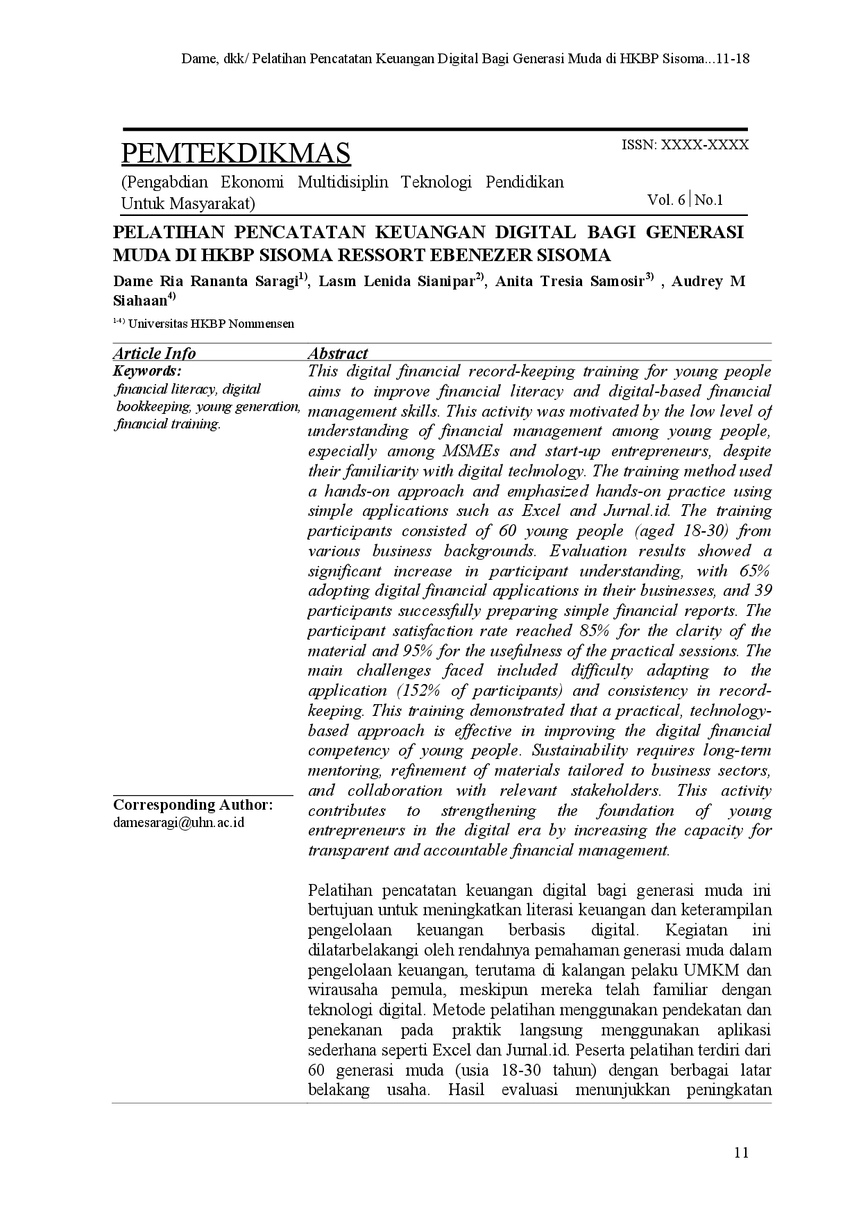 juris Pelatihan Pencatatan Keuangan Digital Bagi Generasi Muda