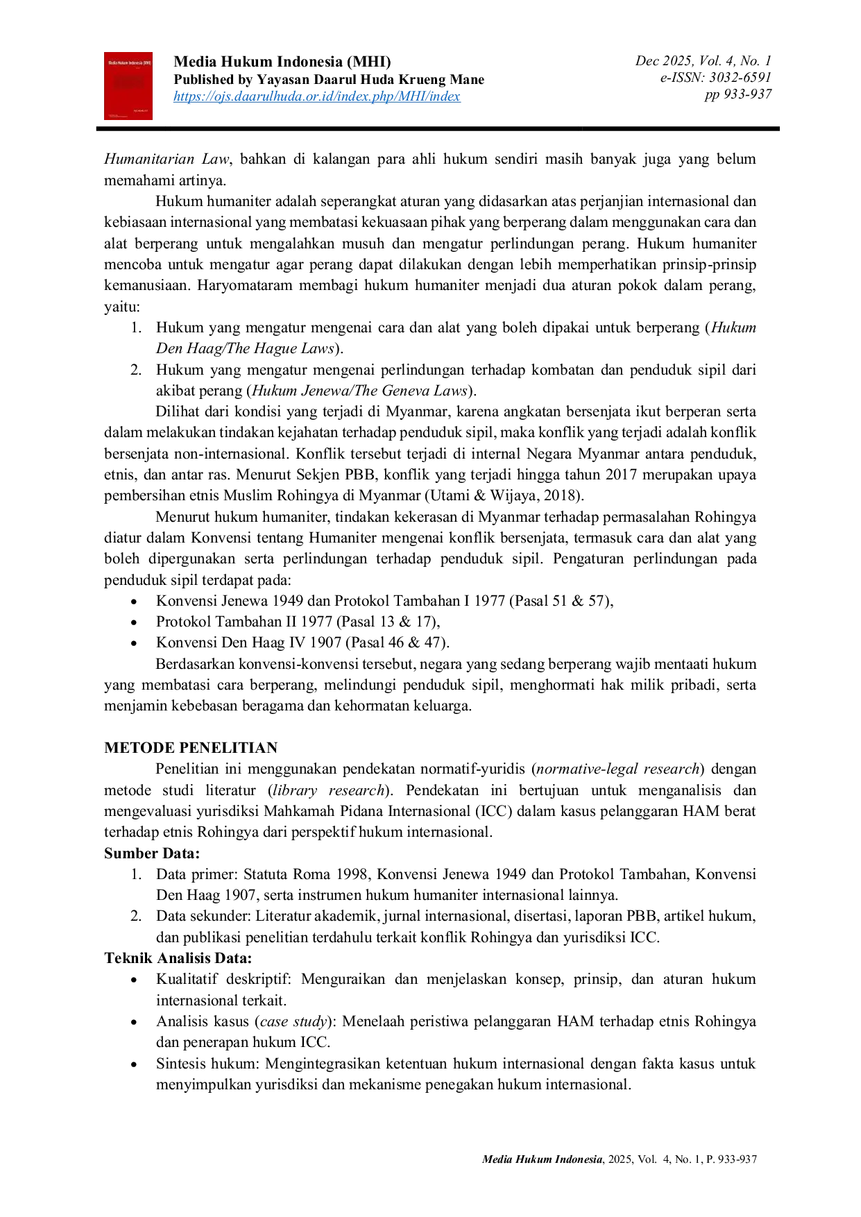 JURIS Analisis Yurisdiksi Mahkamah Pidana Internasional ICC Dalam Kasus Rohingya Perspektif Hukum Internasional