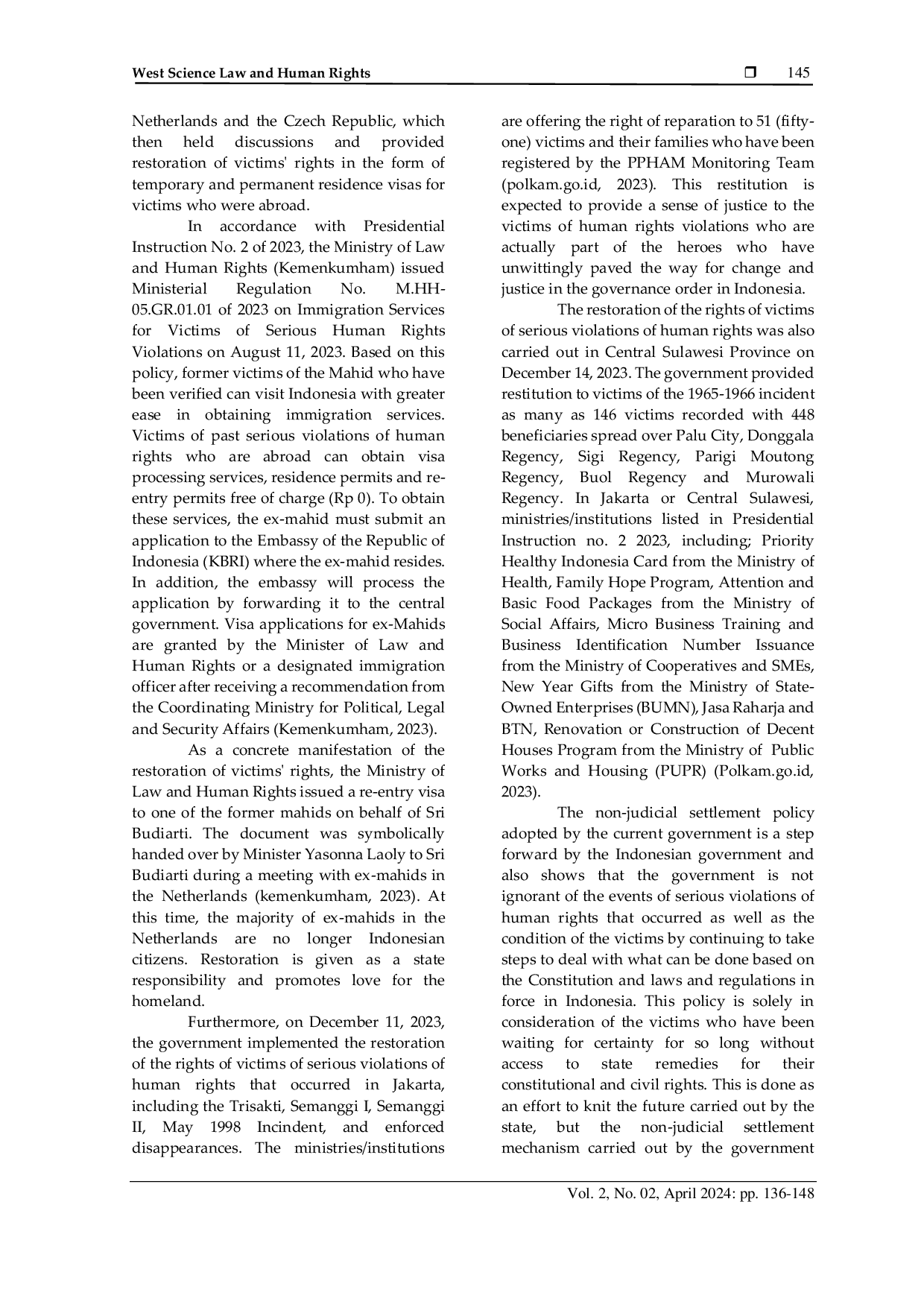 JURIS Resolving Serious Violations of Human Rights in Non Judicial Mechanisms in Indonesia