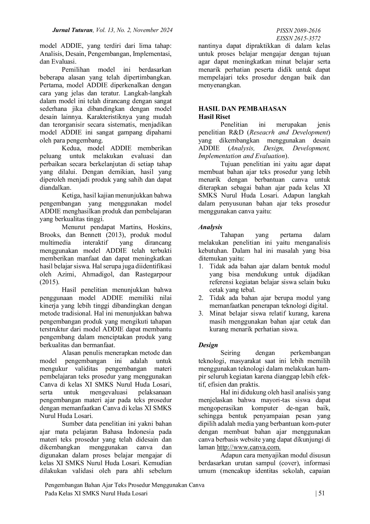 JURIS Pengembangan Bahan Ajar Teks Prosedur Menggunakan Canva Pada Kelas XI SMKS Nurul Huda Losari