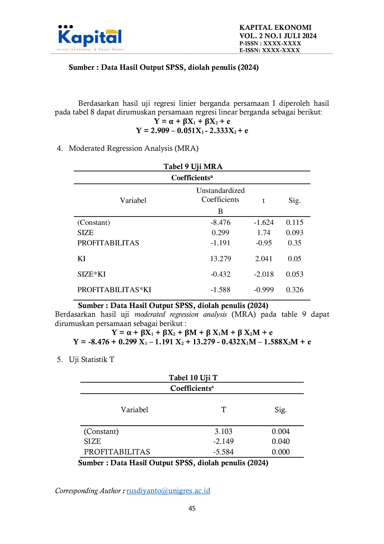 JURIS Peran Kepemilikan Institusional Pemoderasi Size Dan Profitabilitas Terhadap Solvabilitas Studi Empiris Pada Perusahaan Sektor Food And Beverage Yang Terdaftar Di Bursa Efek Indonesia Tahun 2018 2022