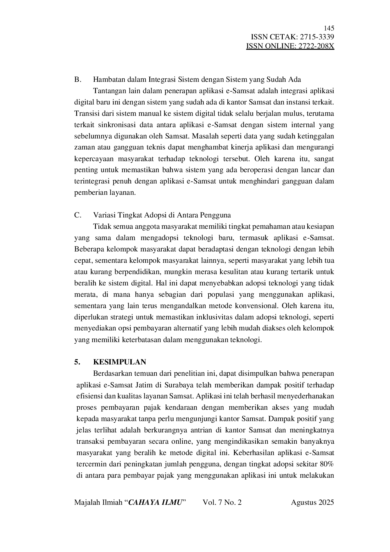 JURIS Inovasi Pelayanan Samsat Surabaya di Era Digital Studi Kasus Aplikasi e Samsat Jatim