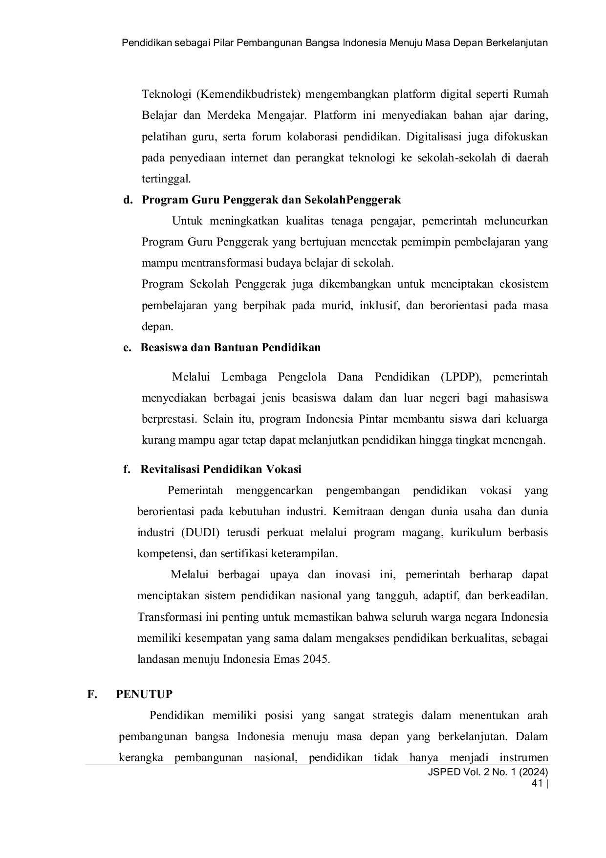 JURIS Pendidikan sebagai Pilar Pembangunan Bangsa Indonesia Menuju Masa Depan Berkelanjutan