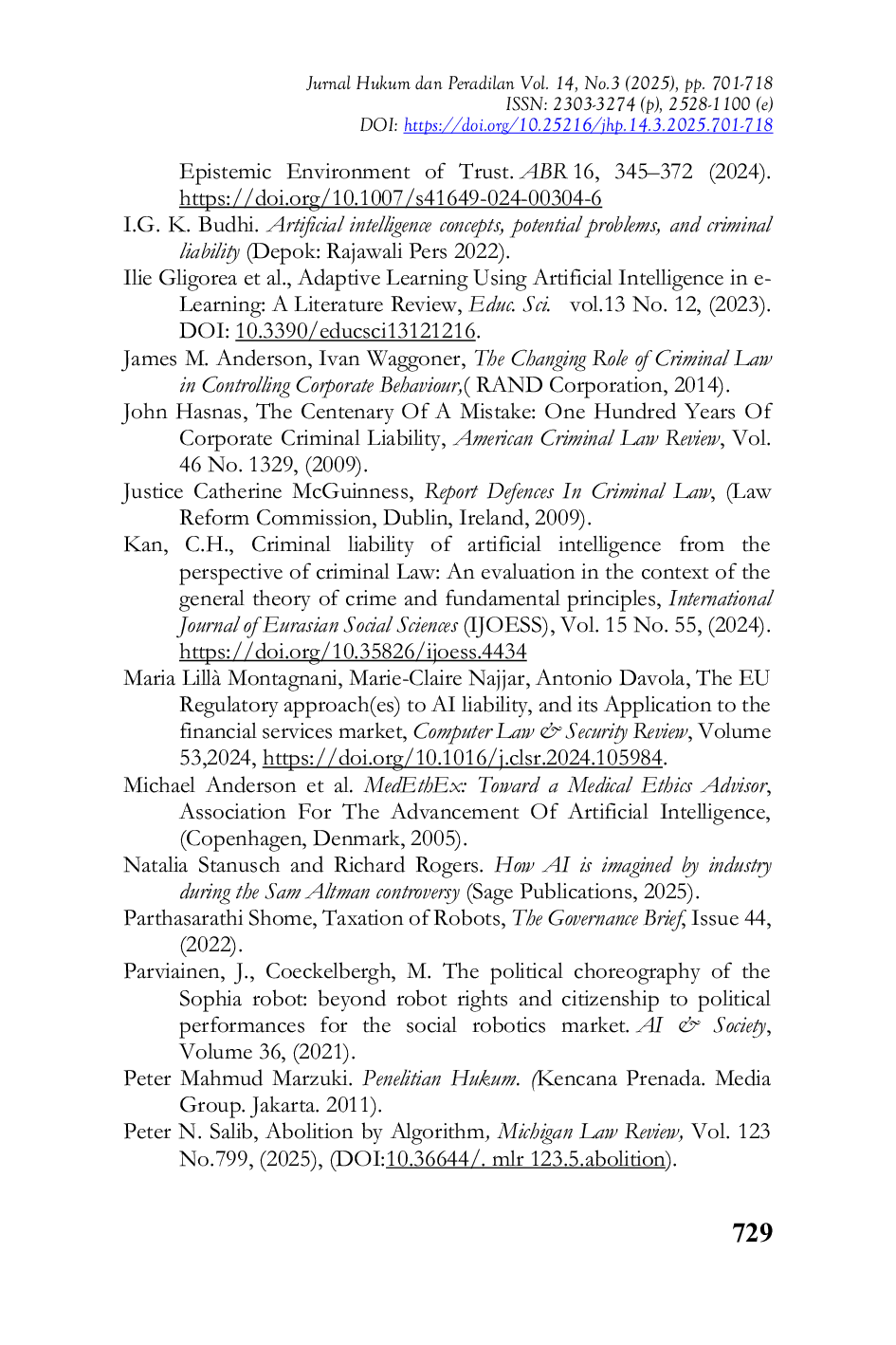 JURIS Drafting Laws for The Lifeless A Legal Framework for Criminal Liability and Punishment for Artificial Intelligence
