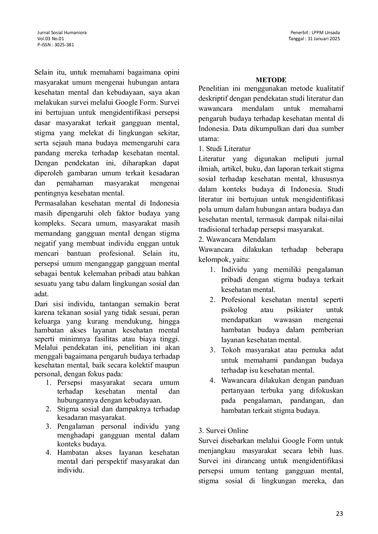 JURIS Pengaruh Pola Pikir Tradisional terhadap Kesehatan Mental di Era Ini