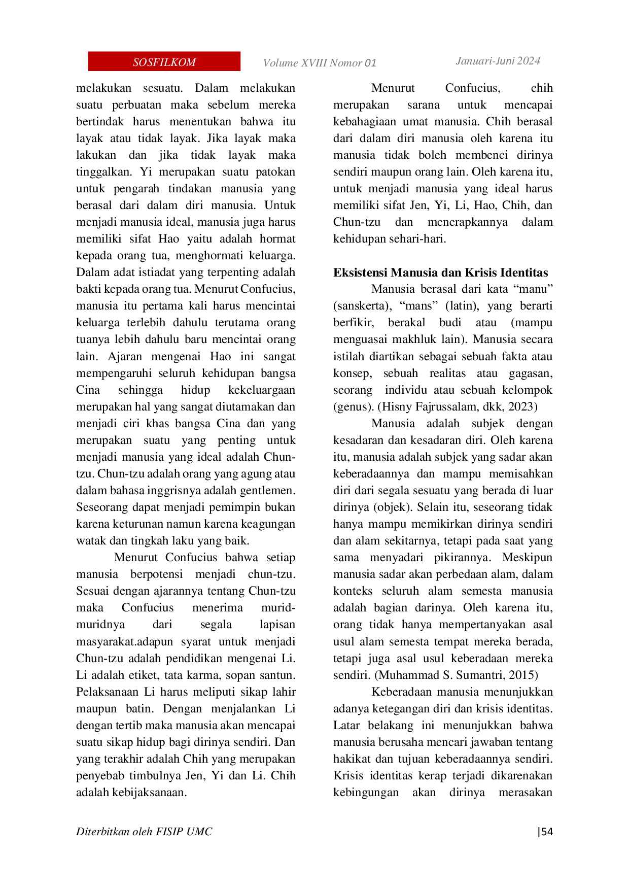 JURIS Pemikiran Confucius Dalam Kode Etik Individu Sebagai Jalan Tengah Dari Krisis Identitas