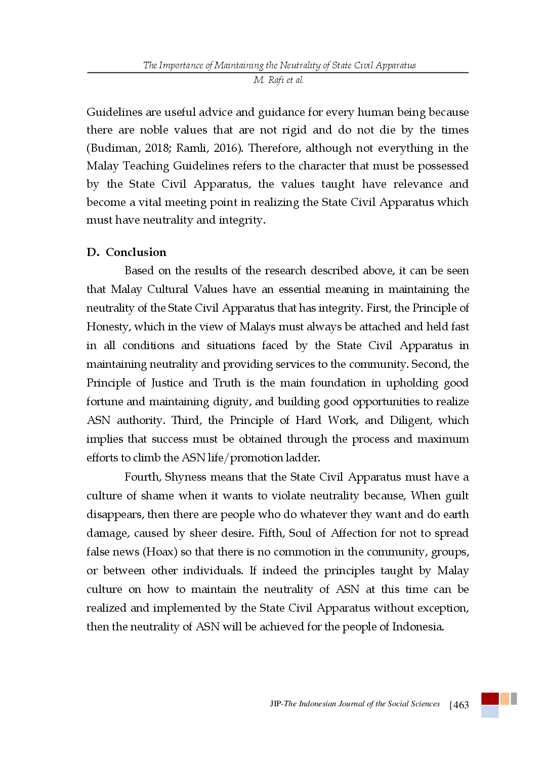juris The Importance of Maintaining the Neutrality of State Civil Apparatus Based on the Values of the Malay Culture