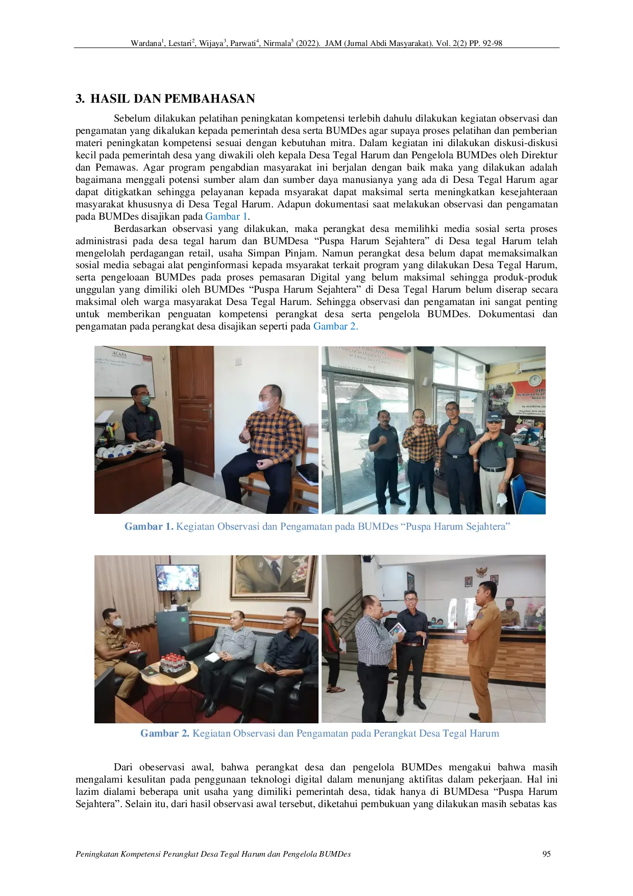 JURIS Peningkatan Kompetensi Perangkat Desa Tegal Harum dan Pengelola BUMDes