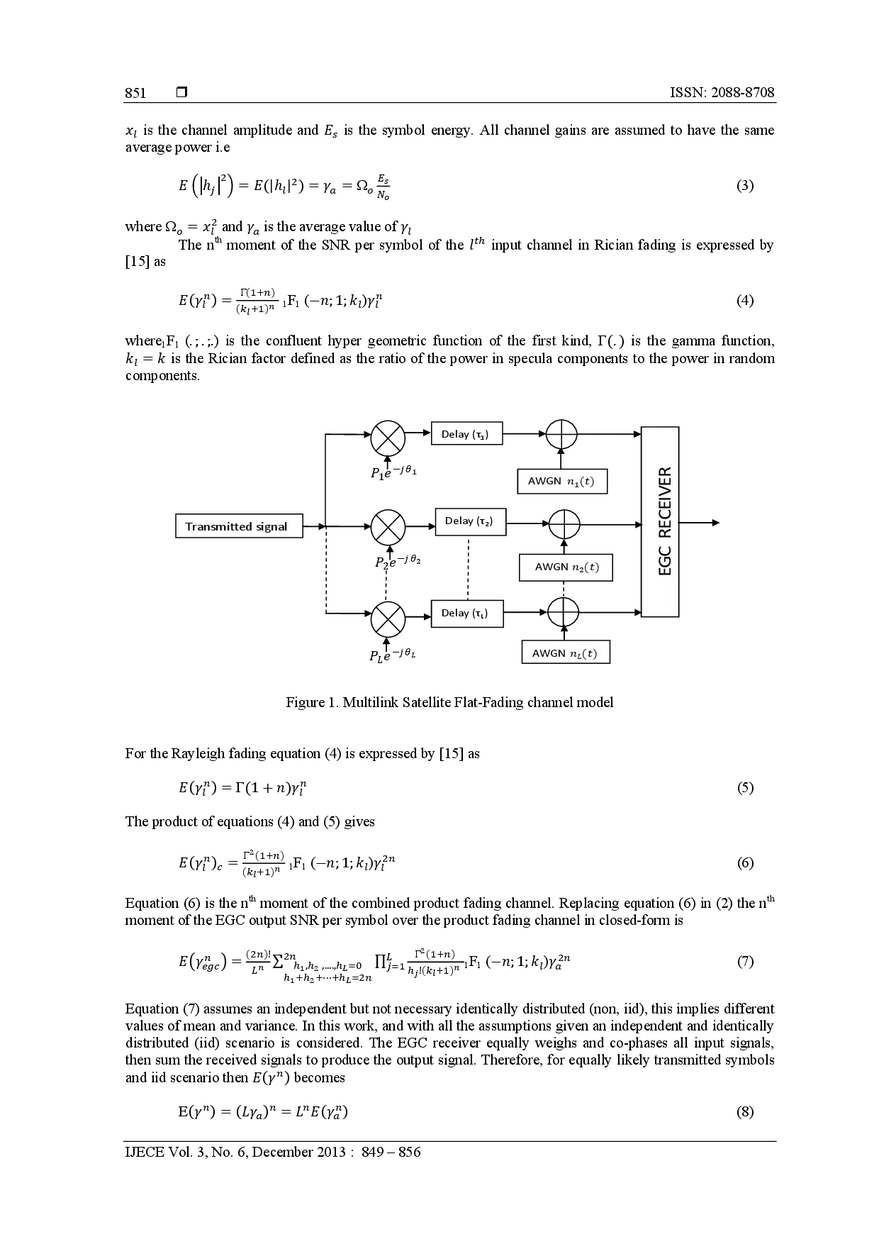 juris Symbol Error Rate Analysis of M QAM with Equal Gain Combining Over A Mobile Satellite Channel