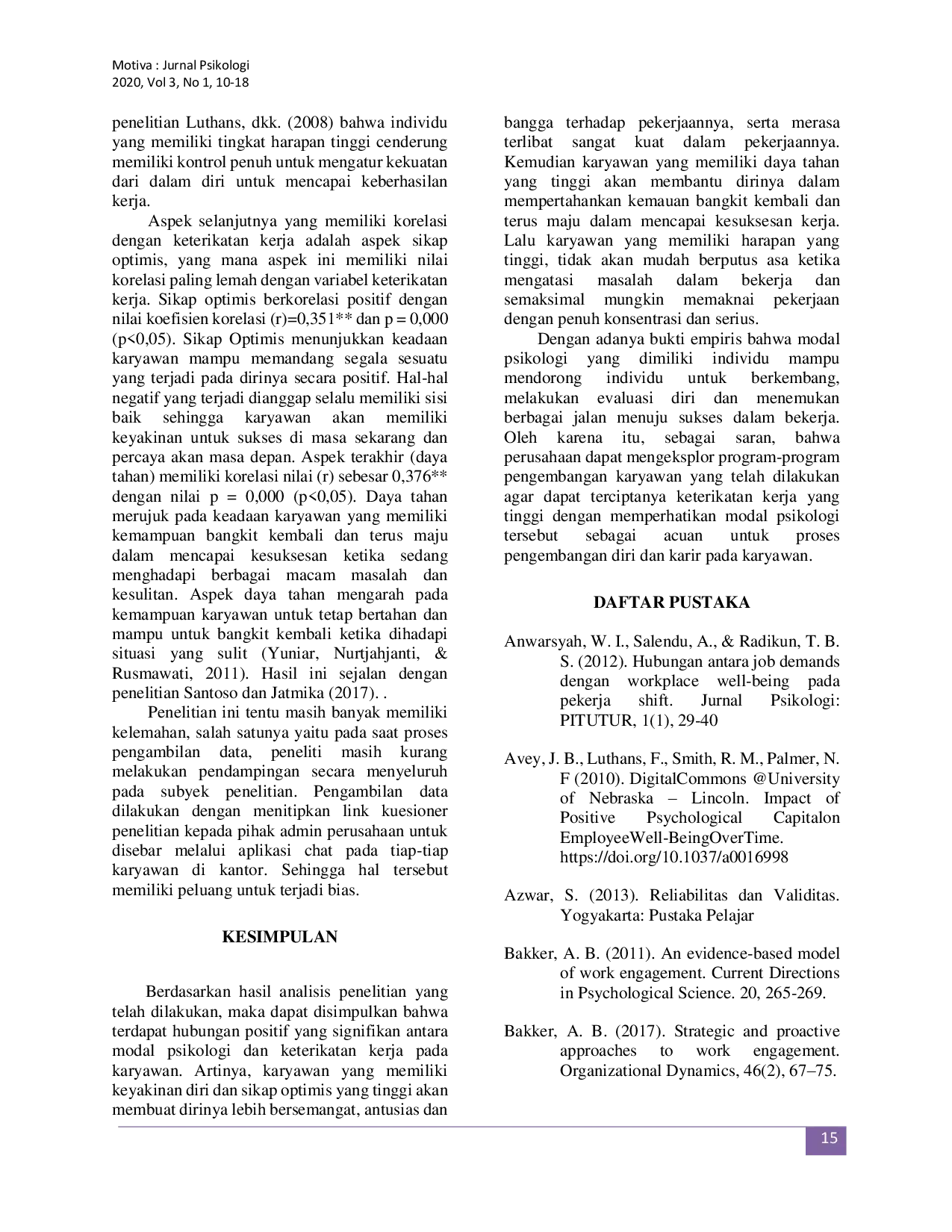 JURIS Urgensi Modal Psikologi Dalam Membangun Keterikatan Kerja Karyawan Penambangan