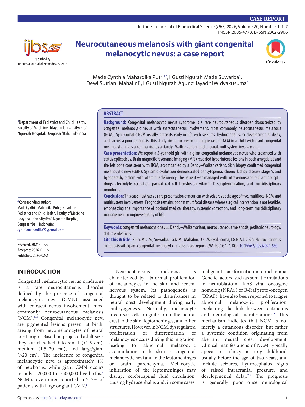 JURIS Neurocutaneous melanosis with giant congenital melanocytic nevus a case report