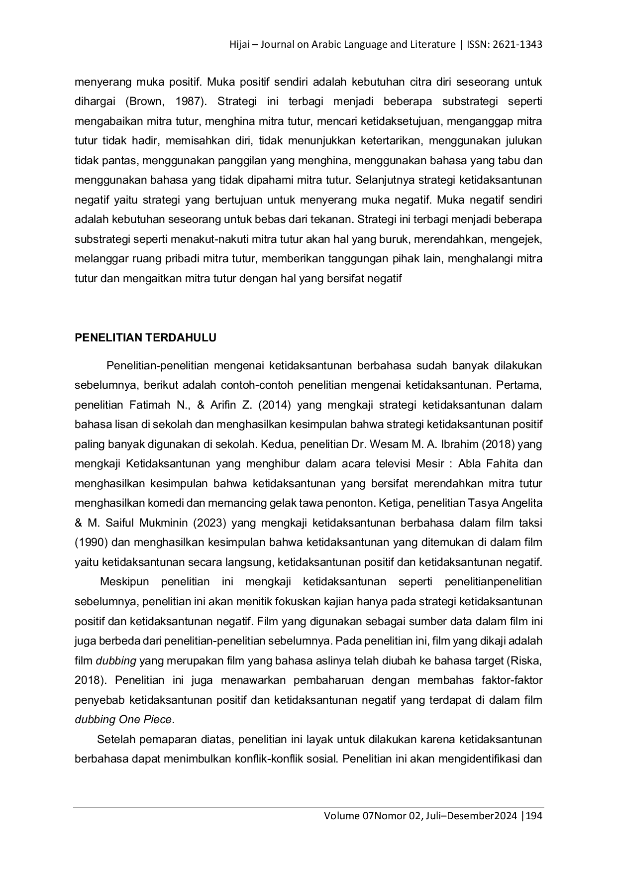 JURIS Ketidaksantunan Positif dan Negatif Dalam Film Dubbing Berbahasa Arab One Piece