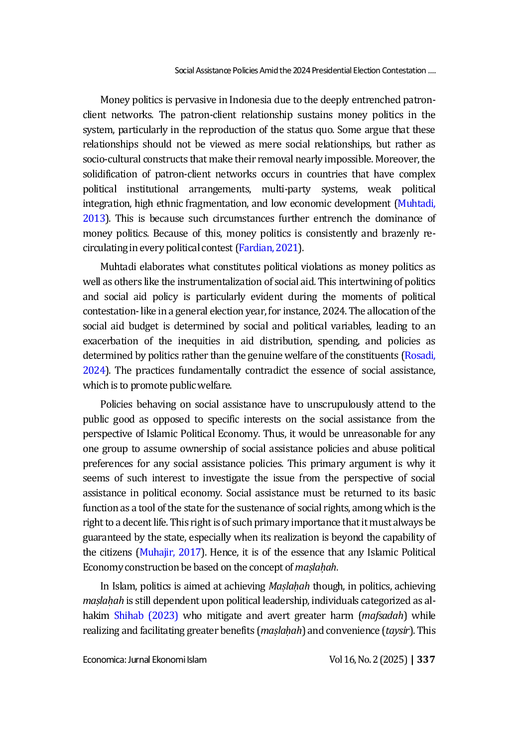 JURIS Social Assistance Policies Amid the 2024 Presidential Election Contestation An Islamic Political Economy Perspective