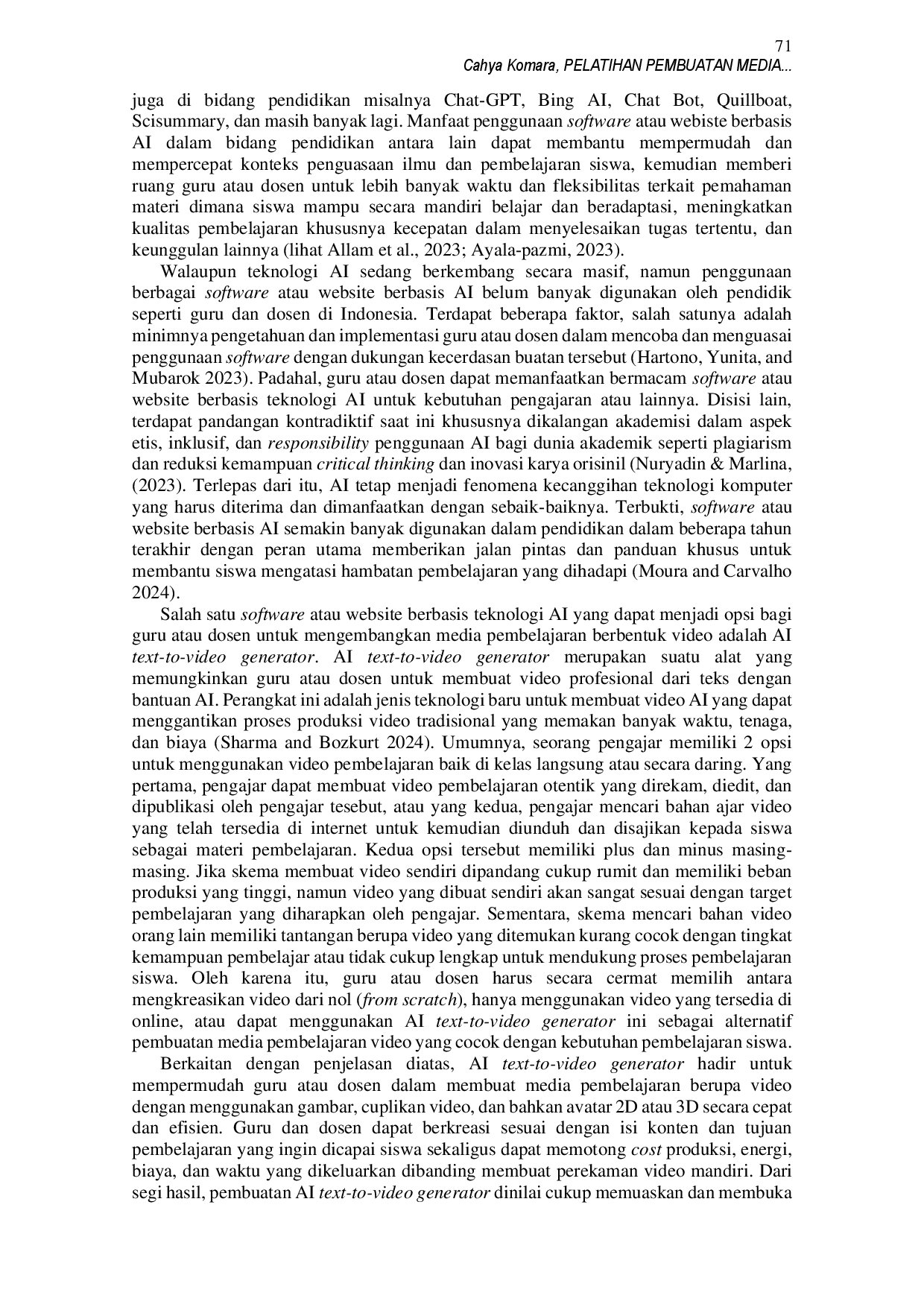 juris Pelatihan Pembuatan Media Pembelajaran Digital Berbasis Artificial Intelligence AI Text to Video Generator