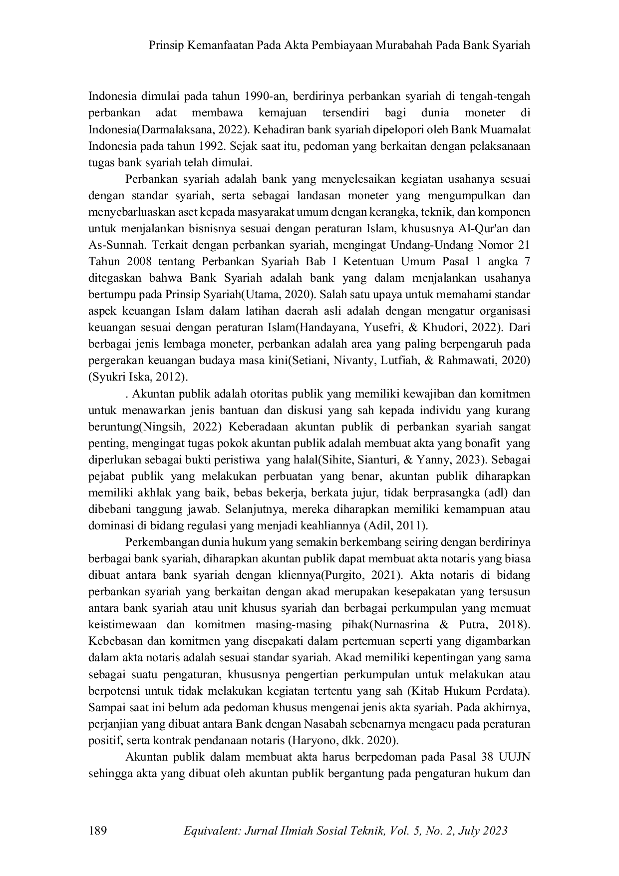 JURIS Prinsip Kemanfaatan Pada Akta Pembiayaan Murabahah Pada Bank Syariah