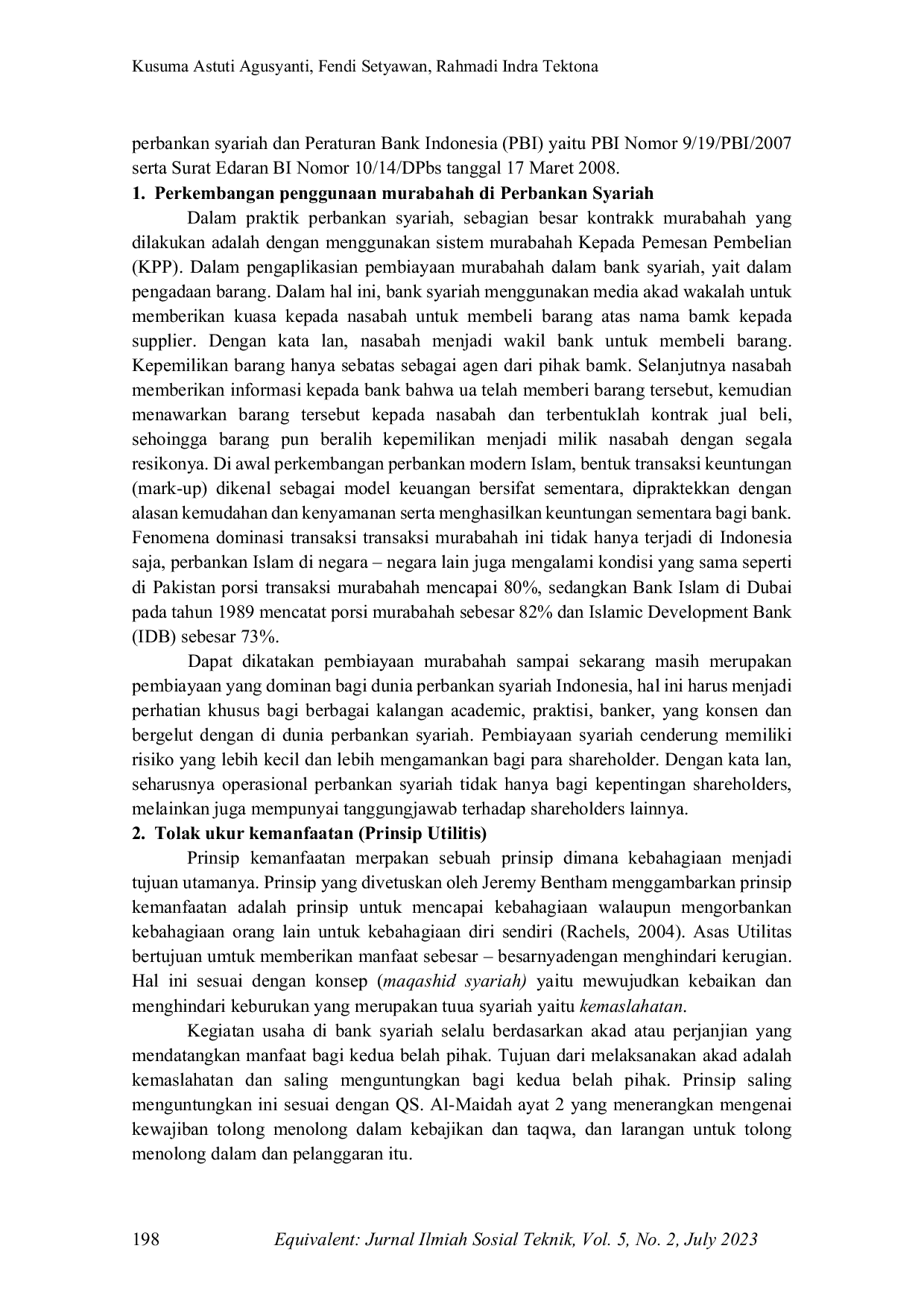 JURIS Prinsip Kemanfaatan Pada Akta Pembiayaan Murabahah Pada Bank Syariah