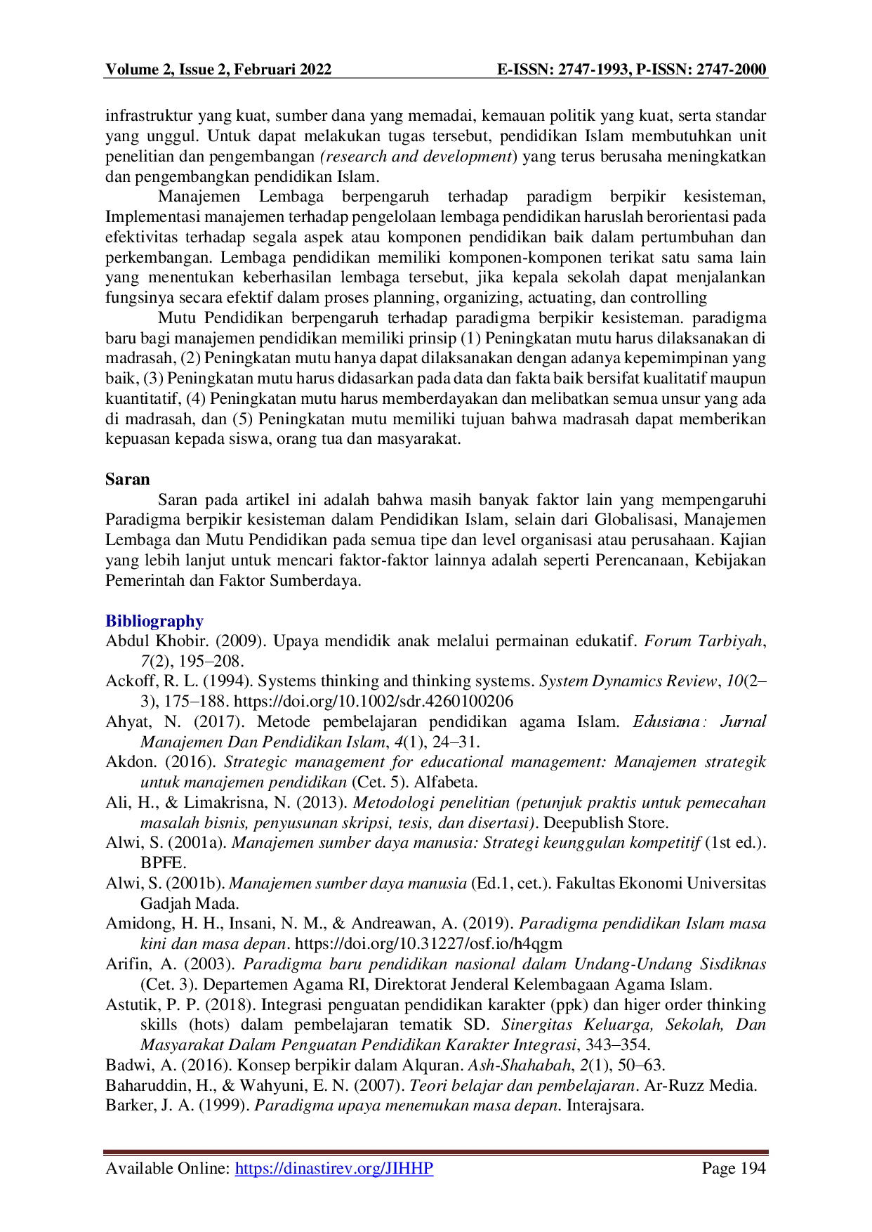 juris Faktor Faktor Yang Mempengaruhi Paradigma Berpikir Kesisteman Dalam Pendidikan Islam Globalisasi Manajemen Lembaga Dan Mutu Pendidikan