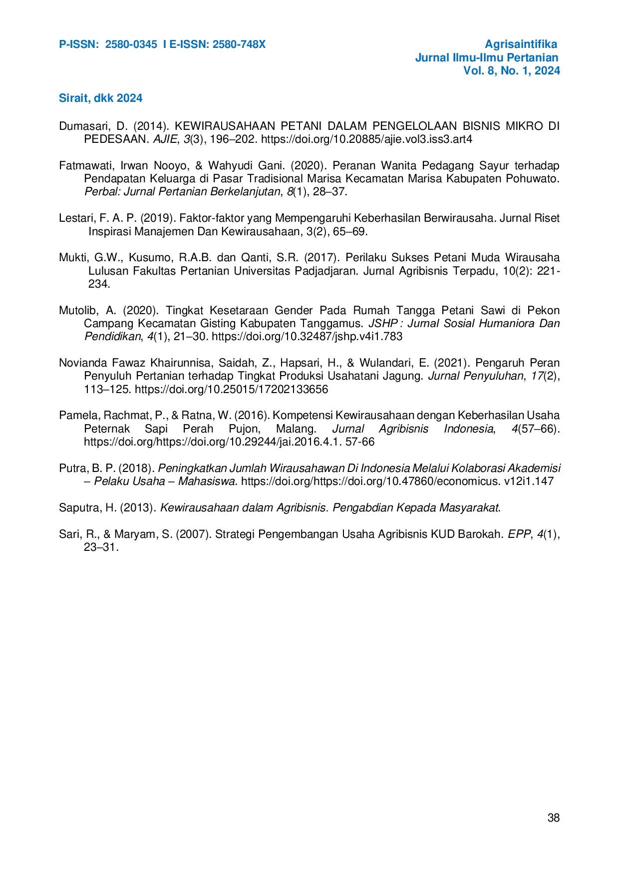 JURIS Analisis Gender dan Pendidikan Formal pada Wirausaha Agribisnis