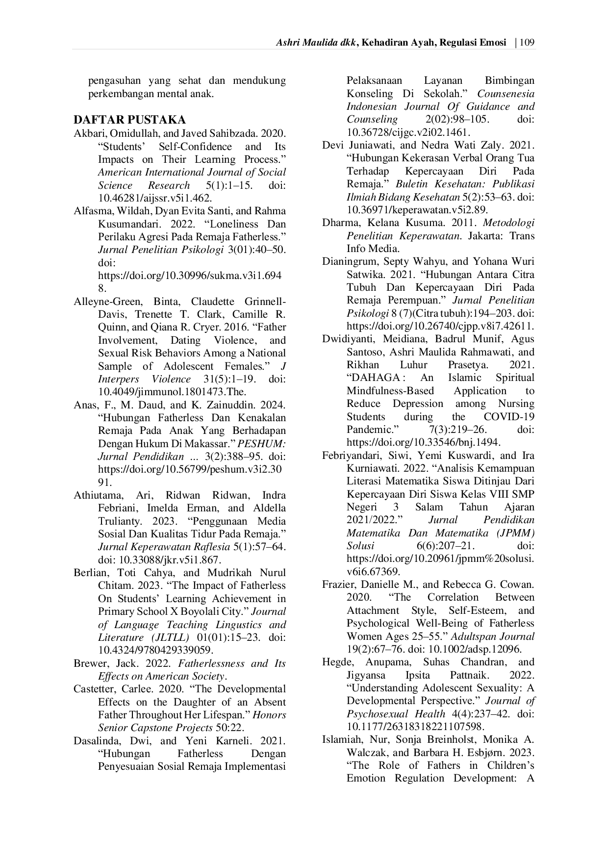 JURIS Kehadiran Ayah Regulasi Emosi dan Kepercayaan Diri Remaja