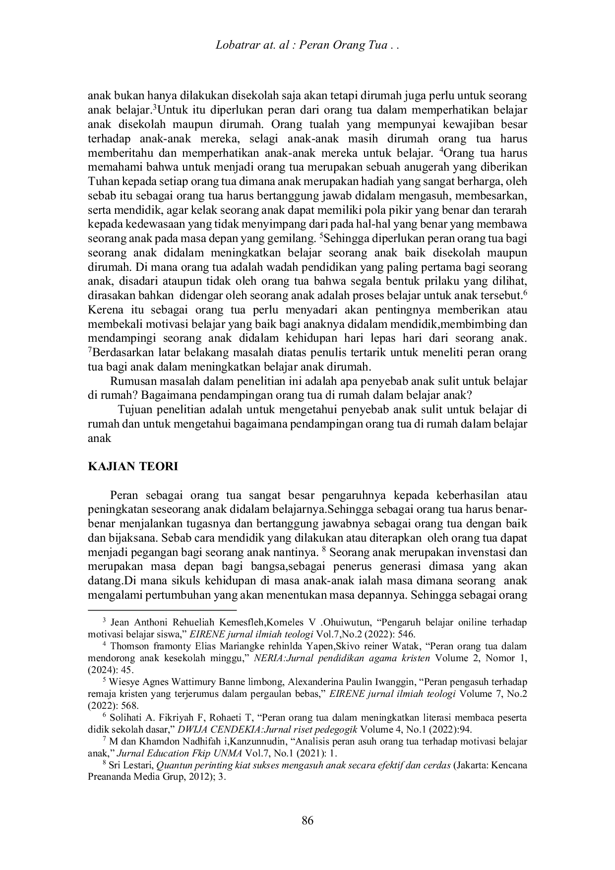 JURIS Peran Orang Tua Terhadap Anak Dalam Meningkatkan Giat Belajar Anak