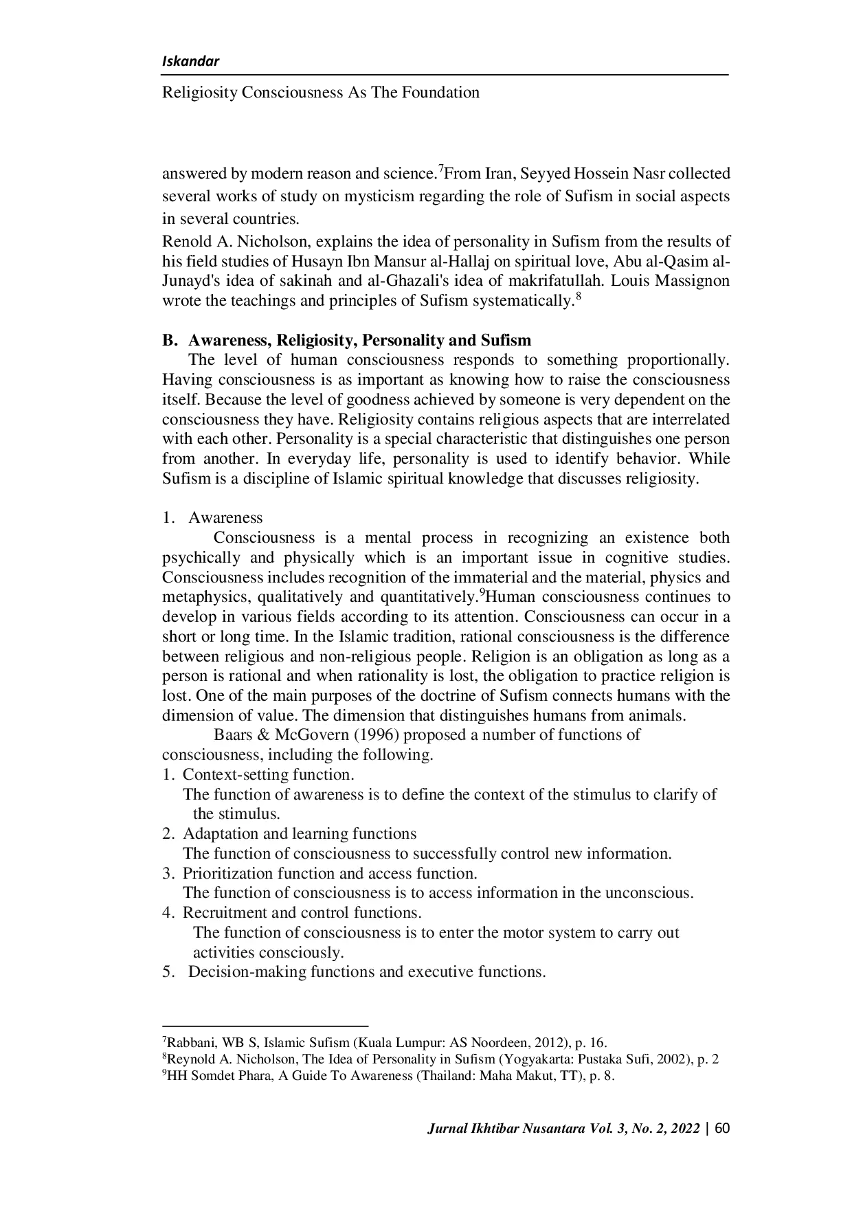 JURIS Religiosity Consciousness As The Foundation Of Personality In Sufism