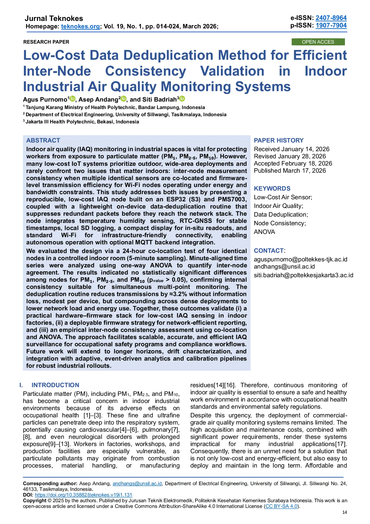 JURIS Low Cost Level Deduplication Design and Inter Node Consistency Evaluation in Indoor Industrial Environments
