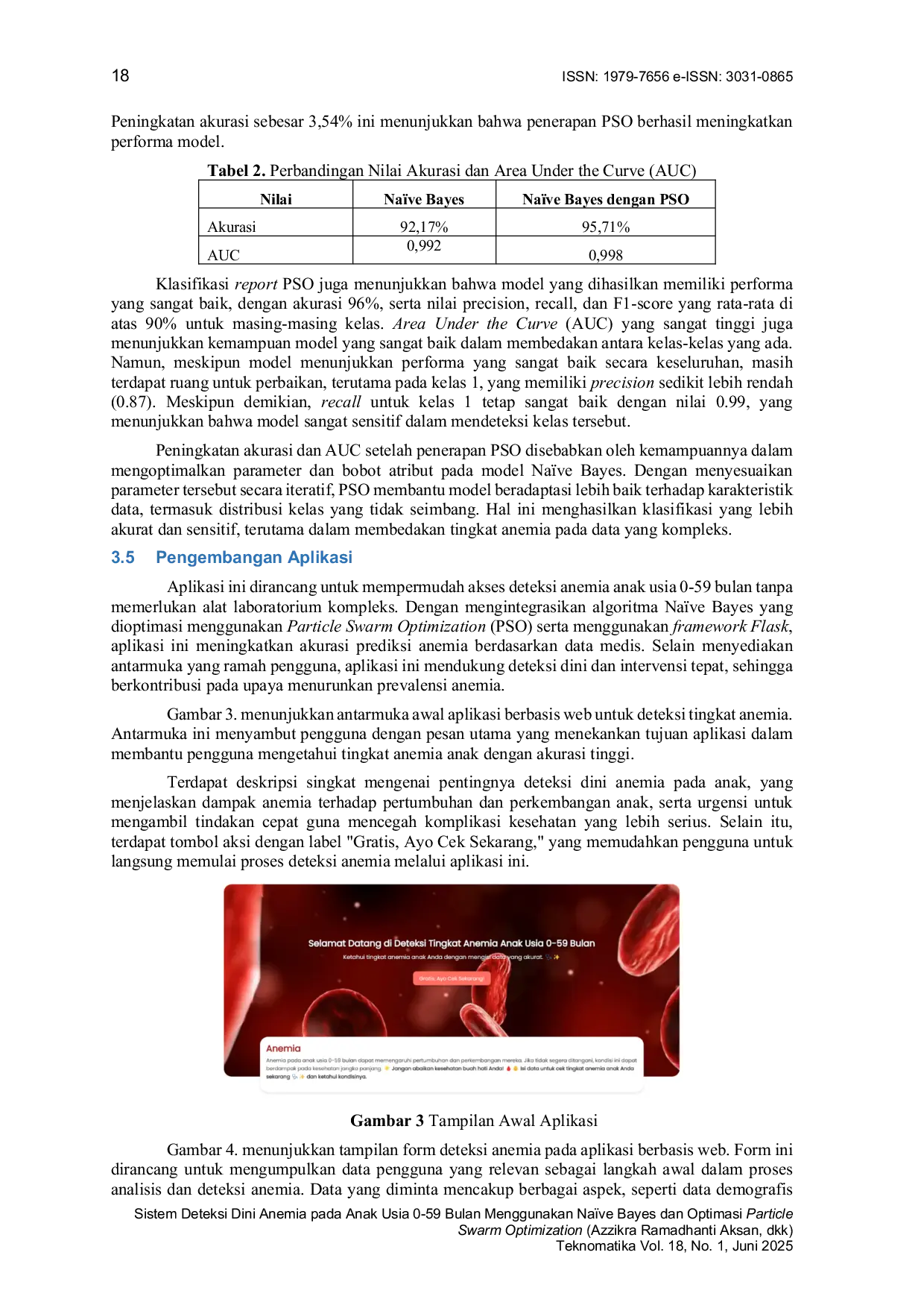 JURIS Sistem Deteksi Dini Anemia pada Anak Usia 0 59 Bulan Menggunakan Na ve Bayes dan Optimasi Particle Swarm Optimization