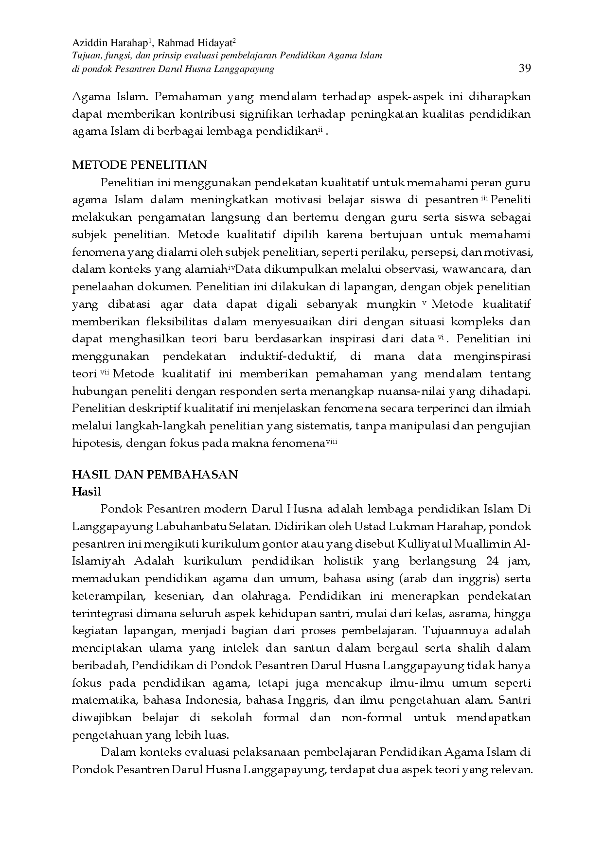 juris Tujuan Fungsi Dan Prinsip Evaluasi Pembelajaran Pendidikan Agama Islam Di Pondok Pesantren Darul Husna Langgapayung